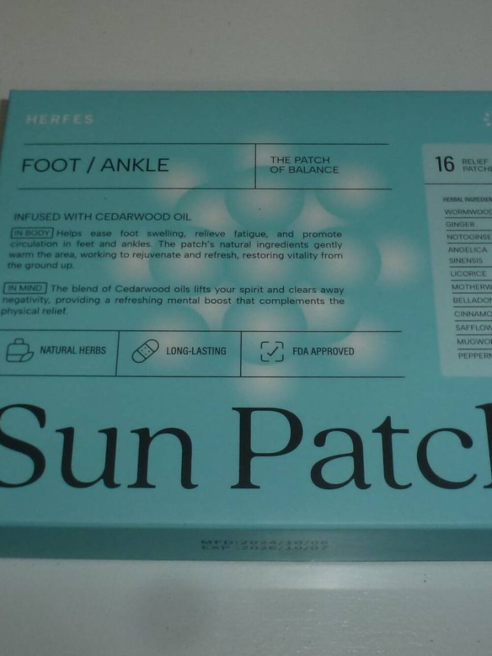 Herfes Sun Patch - Foot / Ankle - 16 Count
